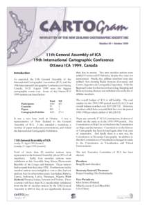 CARTOGram  NEWSLETTER OF THE NEW ZEALAND CARTOGRAPHIC SOCIETY INC Number 59 • October[removed]11th General Assembly of ICA