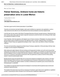 Print - Palmer Seminary, Ardmore home are historic preservation wins in Lower Merion - Main Line Media News