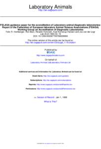 FELASA guidance paper for the accreditation of Laboratory animal diagnostic laboratories: Report of the Federation of European laboratory Animal Science Associations (FElASA) Working Group on Accreditation of Diagnostic 