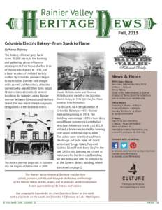 Rainier Valley  {HeritageNews} Fall, 2015  Columbia Electric Bakery - From Spark to Flame