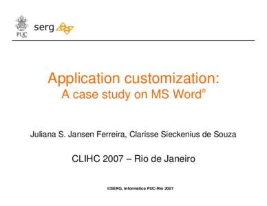 serg  Application customization: A case study on MS Word  ®
