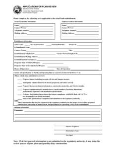 Reset Form  APPLICATION FOR PLAN REVIEW State FormR2Indiana State Department of Health Food Protection Program