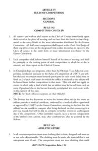 ARTICLE IV RULES OF COMPETITION SECTION I GENERAL RULE 142 COMPETITOR CHECK-IN