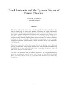 Mathematical logic / Logic / Automated theorem proving / Proof assistants / Theoretical computer science / Logic in computer science / Abstraction / Nuprl / Constructivism / Type theory / Mathematical proof / Robert Lee Constable