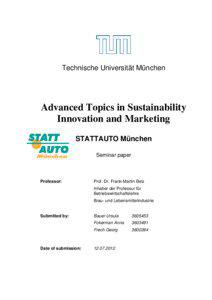 Technische Universität München  Advanced Topics in Sustainability