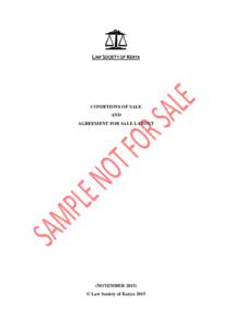 LAW SOCIETY OF KENYA  CONDITIONS OF SALE AND AGREEMENT FOR SALE LAYOUT