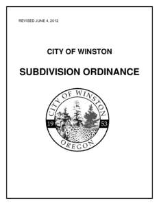 REVISED JUNE 4, 2012  CITY OF WINSTON SUBDIVISION ORDINANCE