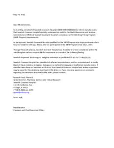 Public Letter from Swedish Covenant Hospital