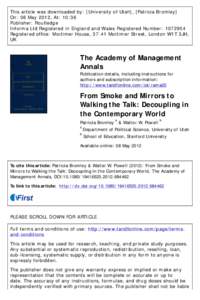 Organizational theory / Decoupling / Organizational studies / Karl E. Weick / Organizational behavior / New institutionalism / Structure / Metaphysics / Form