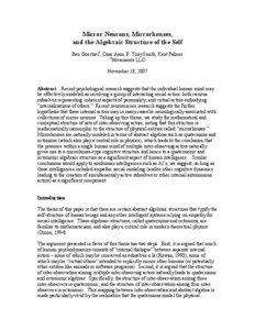 Mirror Neurons, Mirrorhouses, and the Algebraic Structure of the Self Ben Goertzel1, Onar Aam, F. Tony Smith, Kent Palmer