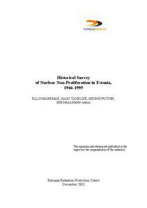 Historical Survey of Nuclear Non-Proliferation in Estonia, [removed]