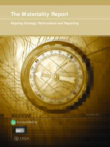 The Materiality Report Aligning Strategy, Performance and Reporting In association with  November 2006