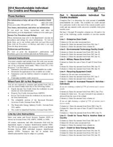 2014 Nonrefundable Individual Tax Credits and Recapture Arizona Form 301