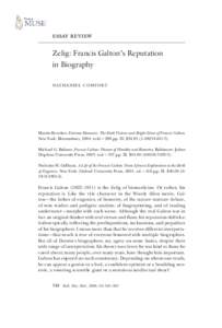 Essay Review  Zelig: Francis Galton’s Reputation in Biography nathaniel comfort
