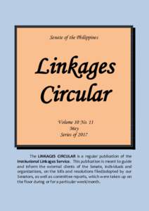 Senate of the Philippines  Linkages Circular Volume 10 No. 11 May
