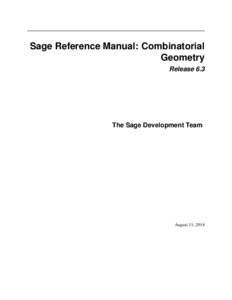 Sage Reference Manual: Combinatorial Geometry Release 6.3 The Sage Development Team