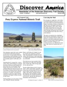 Discover America Newsletter of the American Discovery Trail Society Volume 13, Number 2 www.discoverytrail.org