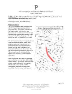 Staff Report: “Broad Street Pedestrian Improvements” – Upper South Providence, Elmwood, Lower South Providence – Wards 9, 10, and 11 (For Action) Presented at June 21, 2017 BPAC meeting Project Description The Ci