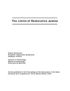 Microsoft Word - Limits of Restorative Justice.doc