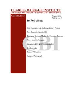 Charles Babbage Institute Newsletter Volume 26 Number 2 Winter 2004