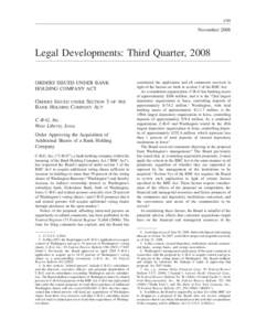 C99  November 2008 Legal Developments: Third Quarter, 2008 ORDERS ISSUED UNDER BANK