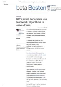 MIT’s robot bartenders u...rve drinks | BetaBoston