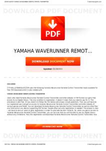 BOOKS ABOUT YAMAHA WAVERUNNER REMOTE CONTROL TRANSMITTER  Cityhalllosangeles.com YAMAHA WAVERUNNER REMOT...