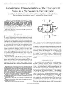IEEE TRANSACTIONS ON APPLIED SUPERCONDUCTIVITY, VOL. 13, NO. 2, JUNEExperimental Characterization of the Two Current States in a Nb Persistent-Current Qubit