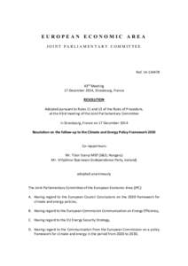 EUROPEAN ECONOMIC AREA JOINT PARLIAMENTARY COMMITTEE Ref[removed]43rd Meeting