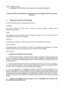 UNITED NATIONS COMMISSION ON SCIENCE AND TECHNOLOGY FOR DEVELOPMENT Chairman’s draft recommendations on the basis of the consolidated version of the rolling document