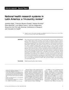 Informe especial / Special Report  National health research systems in