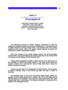 233  Chapter 13 Transport Hong Kong’s transport system is modern