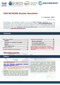 PDM NETWORK Monthly Newsletter n. 1/January 2015 ISSNDear Partner, this Newsletter contains a list of the latest uploaded resources both in the documentation and in the event areas of the PDM Network website (