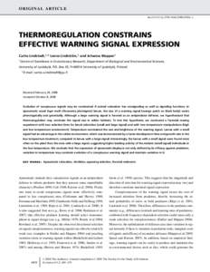 THERMOREGULATION CONSTRAINS EFFECTIVE WARNING SIGNAL EXPRESSION