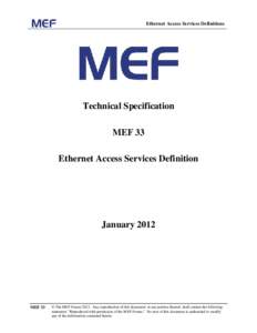 Ethernet Access Services Definitions  Technical Specification MEF 33 Ethernet Access Services Definition