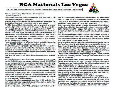 BCA Nationals Las Vegas Cover Photo Credit: (l to r) Noel Campos (David Thompson), Tim Joseph (Don “Cheese” Akerlow), Donald Harp (David Thompson) Article and photos courtesy of David Thomson ©mediumpool.com