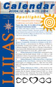 Calendar #[removed], Feb. 9–15, 2004 University of Texas at Austin College of Liberal Arts