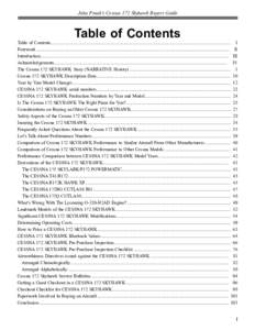 John Frank’s Cessna 172 Skyhawk Buyers Guide  Table of Contents Table of Contents.........................................................................................................................................