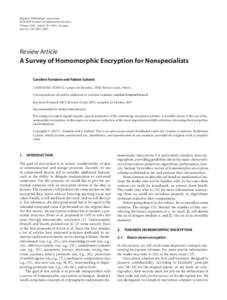 A Survey of Homomorphic Encryption for Nonspecialists