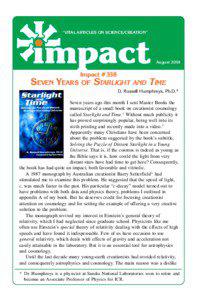 “VITAL ARTICLES ON SCIENCE/CREATION”  August 2001