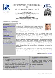 INFORMATION TECHNOLOGY IN DEVELOPING COUNTRIES IFIP WG 9.4  A Newsletter of the