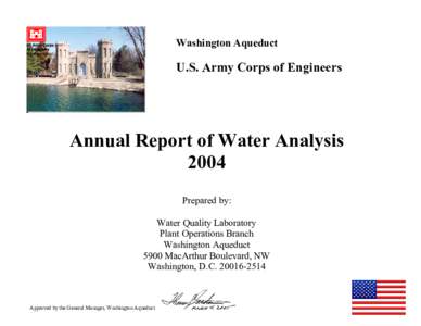 Washington Aqueduct  U.S. Army Corps of Engineers Annual Report of Water Analysis 2004