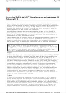 Organisation for Economic Co-operation and Development  Page 1 of 7 Improving Global AML/CFT Compliance: on-going process - 16 February 2012