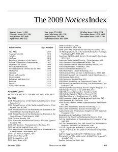 The 2009 Notices Index January issue: 1–200 February issue: 201–336