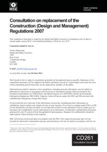Consultation on replacement of the Construction (Design management) Regulations 2007