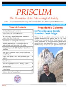 PRISCUM The Newsletter of the Paleontological Society Editor: Lisa Amati, Department of Geology, State University of New York, Potsdam ([removed])