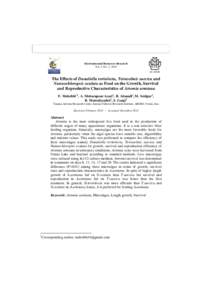 Environmental Resources Research Vol. 3, No. 2, 2015 GUASNR The Effects of Dunaliella tertiolecta, Tetraselmis suecica and Nannochloropsis oculata as Food on the Growth, Survival