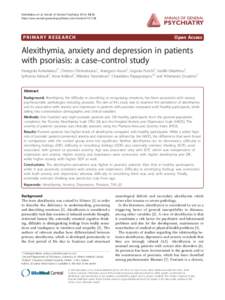 Alexithymia, anxiety and depression in patients with psoriasis: a case�control study