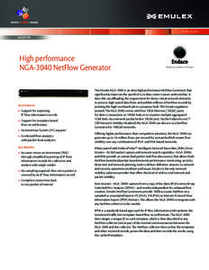 D ata sheet  High performance NGA-3040 NetFlow Generator  Key Features