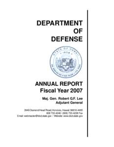 DEPARTMENT OF DEFENSE ANNUAL REPORT Fiscal Year 2007